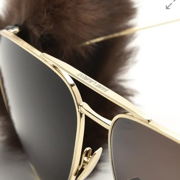 Saint Lauren Gold Mink Fur Classic 11 Shields Sunglasses - Picture 12 of 15
